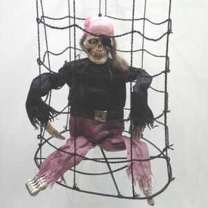 Vintage Halloween Pirate, Hanging Cage Party Yard Porch Prop 36H x 24D